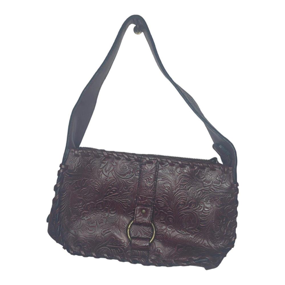Bongo Purse Shoulder Bag Brown Embossed Vintage
